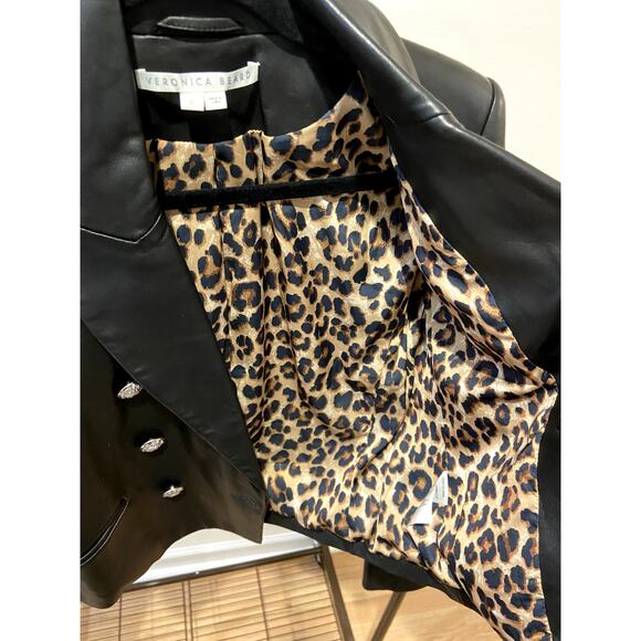 Veronica Beard Nevis Black Leather Cropped Jacket size 6 - Picture 4 of 6
